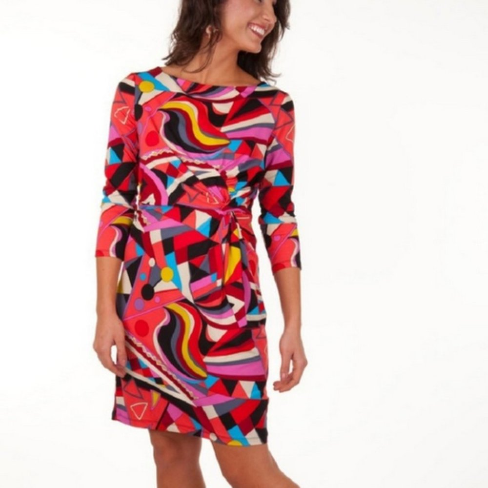 Tracy Negoshian Marilyn Knotted Dress in Red Geowave S NEW WITH TAG
